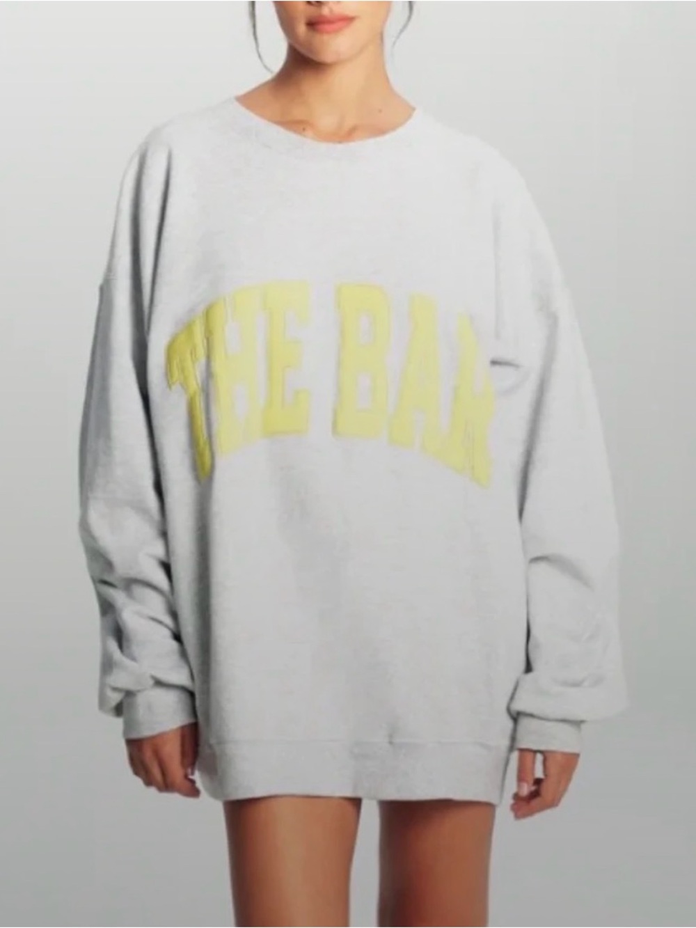 The Bar Light Gray Varsity Sweatshirt with Yellow Logo